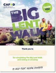 Schools Big Lent Walk thank you certificate