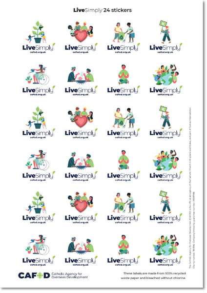 LiveSimply School sticker sheet (24 to a sheet)