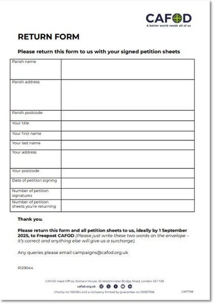 Cancel Debt, Choose Hope - return form