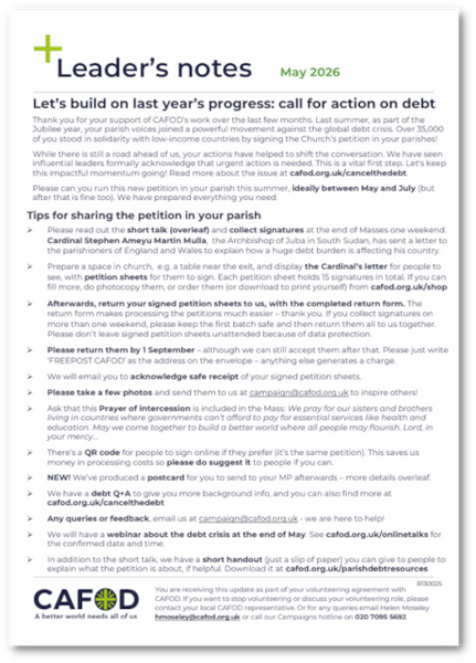 Debt Campaign Leader's Notes