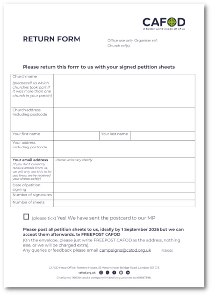 Debt Campaign Return form
